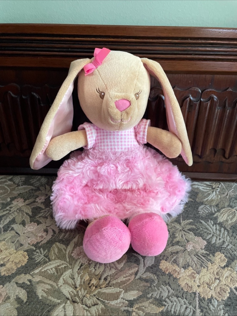 Baby Starters Pink & Beige Bunny Plush in Dress